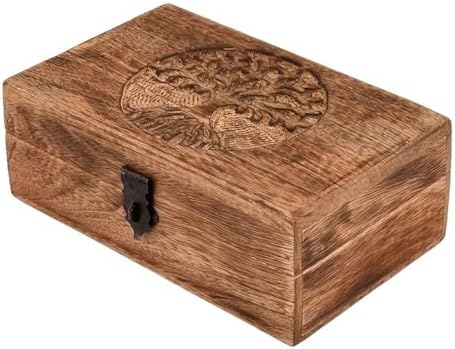 Joyero de Madera Hecho a Mano con Tallado del árbol de la Vida. C...