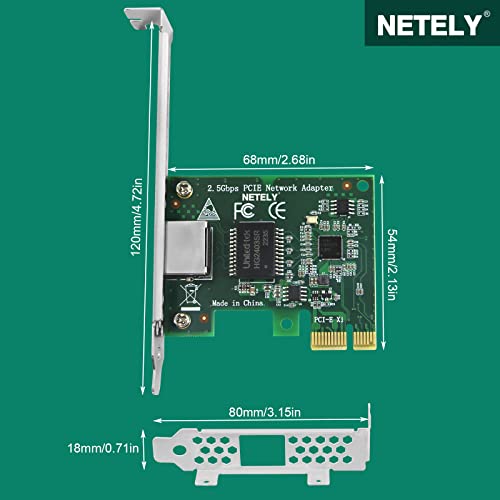 Netely Pcie 2.5Gbps Ethernet Adapter For Windows 10 11 64Bit And Windows Server 2019 2022 Desktop Pcs, Pcie Network Adapter, Pcie Nic Card, Intel I225V Network Controller (I225-T1) #TOP7