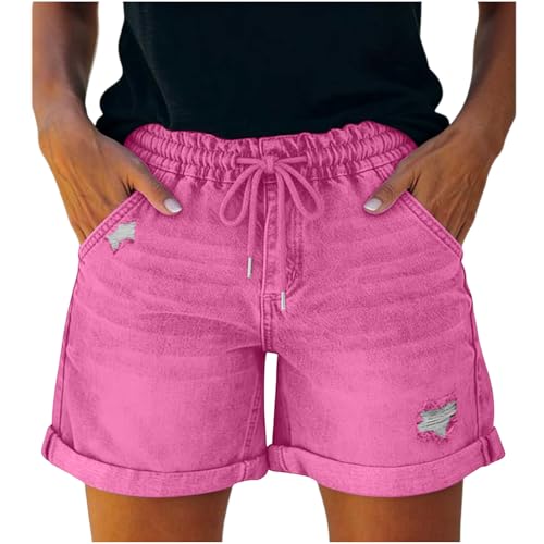 Générique Short Jean Femme Été Élastique Taille Confortable Décontracté Jeans Shorts en...