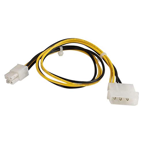 Image of C2G Legrand 4 Pin Molex Adapter, 12 Inch Molex to ATX, Black and Yellow Computer Power Adapter Cable, 1 Count, C2G 27314