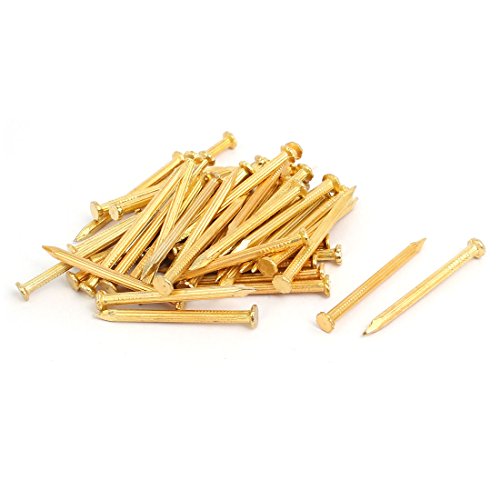 Aexit 3mmx40mm Carbon Fastener Steel Point Tip Fiber Cement Wire Nail Gold Tone 50pcs Model:29as566qo228