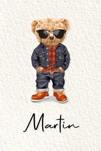 Martin: Cahier personnalisé avec prénom Martin | Cadeau d'anniversaire pour enfant, garçon, homme, copain ... | Nounours | 110 pages lignée, Petit Format 6x9 pouces (15,24 x 22,86 cm)