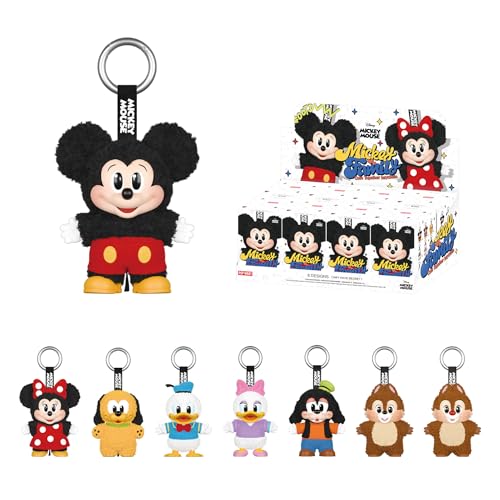 POP MART Mickey Family Cute Together Keychain Series Figures Blind Box, Mickey Blind Box Figures, Random Design Action Figures Collectible Toys Home Decorations, Whole Set