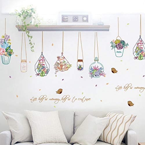 Preisvergleich Produktbild Schöne Wandaufkleber Bonsai Topf Schmetterling Blumenpflanzen Wandaufkleber Wohnzimmer Küchenfenster Home Decor
