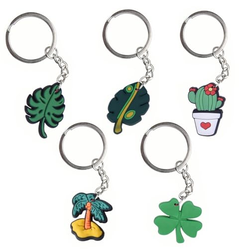 KSUKTSW 5 Pezzi Portachiavi, Trifoglio Portachiavi Pianta Cartoon, Gadget Bambini Regali Compleanno Pensierini di Natale Festa Bambini Adulti