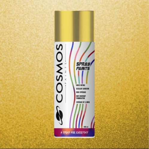 Image of Cosmos Paints 2595 Gold, Metallics Spray Paint, Gloss Finish (200 Ml) | Quick Dry & No-Drip Wide Spray Cap System For Cars, Bikes & Metal, Wood, Plastic, Diy, Home Decor, Art & Craft