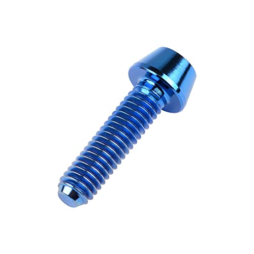 Image of Titanium Ti DIN912 M4 8 10 12 15 20mm Tapered Head Hex Bolts Bicycle Screws Pack of 6 (Blue, M4x15mm)