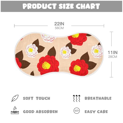 MCHIVER Camellia Flower Leaves Beige Baby Burp Cloths Cotton Washcloths Soft Absorbent Burping Rags for Baby Girl Boys Burpy Cloth Bib 2 Pack4