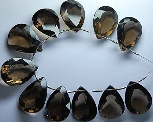 Quartz fumé pierre taillée poire briolette 18x25mm grand format pour fabrication de bijoux DIY
