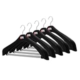 シンコハンガー(Shinkohanger) 衣類用ハンガー F-Fit ジャケット回転式52 5本セット ブラック 日本製 ラック ズボン 洗濯 タオル スラックス バスタオル ネクタイ 頑丈 かたくずれ防止 物干し スカート パンツ 押し入れ 収納 コート スーツ 011980