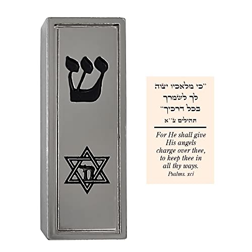TALISMAN4U Protection CAR MEZUZAH with Travelers Prayer Scroll Jewish Star of David & Hebrew Chai Mezuza Jerusalem Israel Judaica Gift