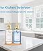 Dish Soap Dispenser for Kitchen, Hand Glass Soap Dispenser Set with Pump, Tray, Funnel for Bathroom, Shower, Laundry, Liquid, Lotion (Gold 2 Pack 18 Oz Clear Bottles with 12 Stickers)