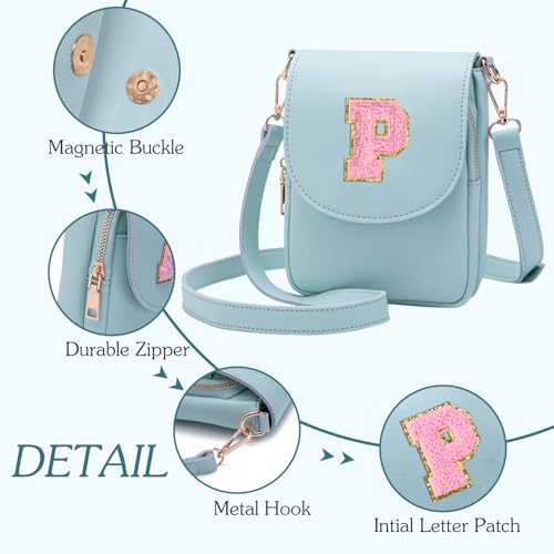Image of Viverte Crossbody Purse for Teen Girls Small Initial Cell Phone Toddler Purse Leather Triple Compartment Crossbody Bags