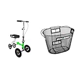 KneeRover GO Hybrid All Terrain Knee Scooter for Adults + Basket Accessory with Universal Bracket Mount