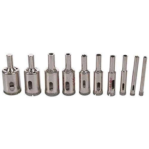 Brocas de Diamante GTBL, Juego de 10 Piezas para Taladrar Azulejos, Cerámica, Vidrio, Mármol y Metal, Tamaños 5-22 mm (Color: Plata) miniatura 1
