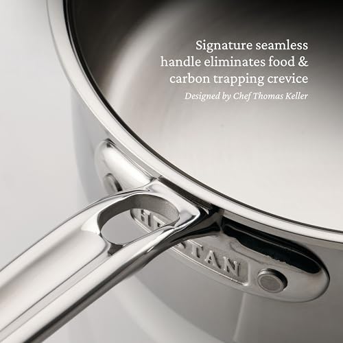 Image of Hestan ProBond Luxe Saucepan with Lid, 2 Quart Polished Tri-Ply Stainless Steel - Professional Clad Cookware, Induction Compatible, Oven Safe