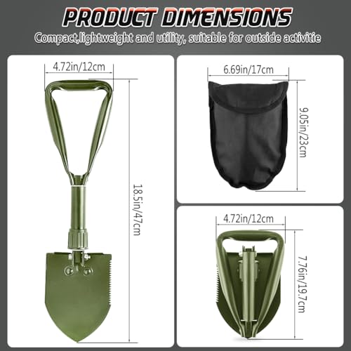 image for PLACHIDAY Digging Shovel, 18.5'' Lightweight Camping Shovel Portable H