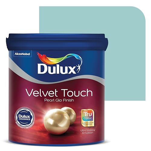 Image of Dulux Velvet Touch Pearl GLO Interior Emulsion Paint (10L, Aqua Chintz) - Luxurious soft-sheen wall paint, highly durable, washable, rich, intense colors, with 6-year warranty