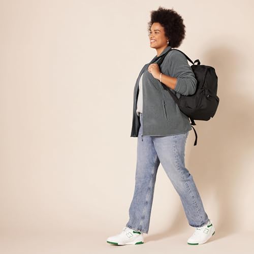 Amazon Essentials Damen-Fleecejacke, Klassische Passform, Durchgehender Reißverschluss, Fleecejacke (erhältlich in Übergröße), Charcoal Heather, Größe XL