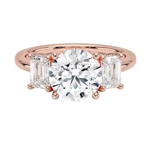 2 CT Round Cut Lab Grown Diamond Luxe Three Stone Engagement Ring For Her