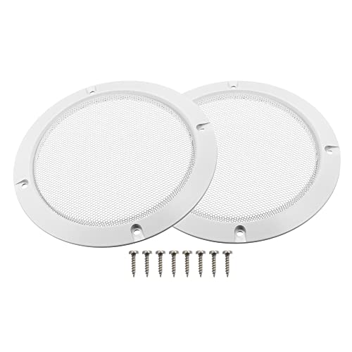 Cache-haut-parleur de voiture blanc 12,7 cm en métal X AUTOHAUX avec 8 vis x2