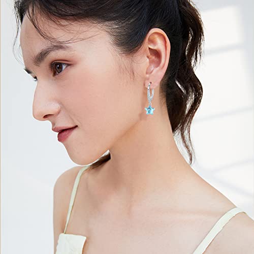 Star Moonstone Earrings For Women Girls S925 Sterling Silver Hypoallergenic Star Earrings Drop Dangle Teardrop Leverback Earrings Jewelry Gifts #TOP7