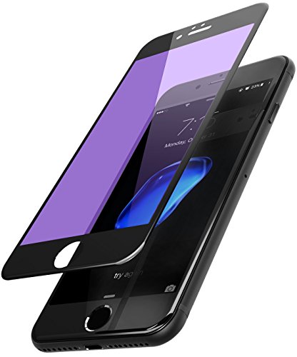 TOZO for iPhone 7 Plus Screen Protector [Anti Blue-Ray] 3D Glass [ 3D Full Frame ] Technology Premium Tempered 9H Hardness 2.5D PET [Soft Edge Hybrid] Perfect Fit Screen 5.5 Black
