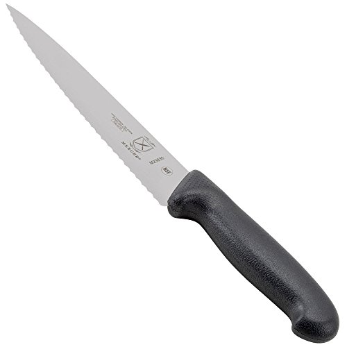 Mercer Culinary M23830 Millennia Black Handle, 7.5-Inch Wavy Edge, Chef's Knife