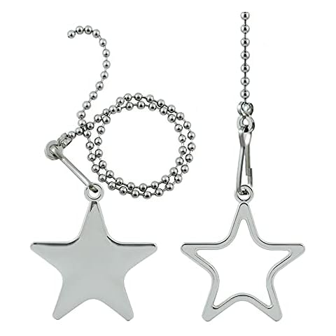Wayilea Pull Chain Star Ornaments, Ceiling Fan Pull Extender Light Extension Chains Replacement, Decorative Stainless Steel Beaded Ball Chain Set for Kids Boys Lamp Bulb Fixture Cover
