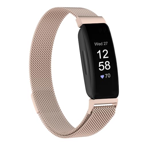 Moydolo Women Men Stainless Steel Metal Mesh Replacement Wristband Compatible with Fitbit Inspire 2 Strap/Fitbit Ace 2 Band