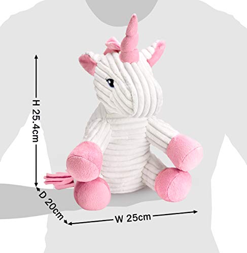 Mousehouse Gifts - Einhorn-Kuscheltier - Cord - Weiß & Rosa - 25 cm (10) – Bild 3