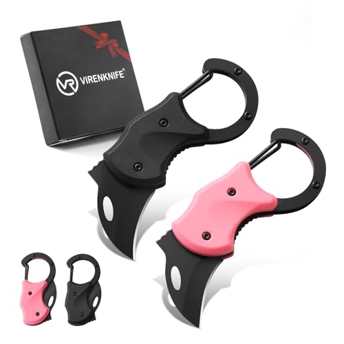 Image of 2 Pack Small Pocket Knife Gifts for Men & Women,Cool Folding Knife Box Cutter,Mini EDC Knives for Everyday Carry(Black & Pink)
