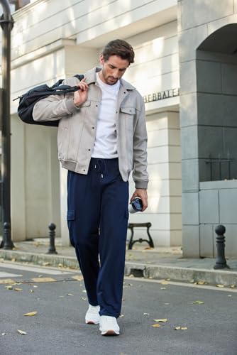 Deyeek Men's Cargo Sweatpants Open Bottom Baggy Sweat Pants for Mens Straight Leg Gym Cargo Sweats Lounge Pants with Pockets4