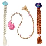 Elwish 3pcs Dress Up Hair Braided Wigs Princess Girls Hair Wig Costume AccessoriesBrown,white,gold princess wig