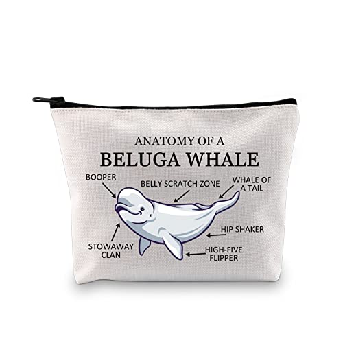PYOUL Anatomy of A Beluga Whale Makeup Bag Beluga Whale Fan Cosmetic Bag Dolphin Lover Gift Sea Animal Gift (A Beluga Whale B)