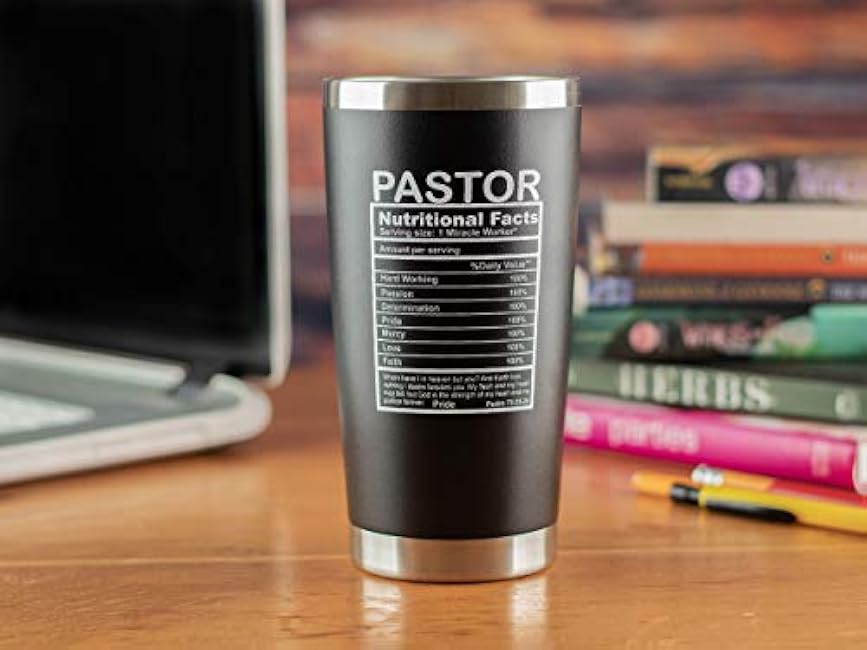 KLUBI Pastor Gift 20 Ounce Travel Coffee Mug Tumbler - Funny Idea for Appreciation, Wife, Faith Based, Birthday - Men and Women