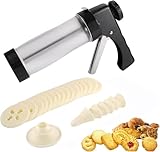 OZPPM Cookie Maker Machines,Cookie Formmaschine,Handmade Maker Cookie Tool,Stainless Steel Cookie Press,Biscuit Maker with 16 Cookie Press Discs & 6 Icing Tips,for Making Churros,Chocolate,Black