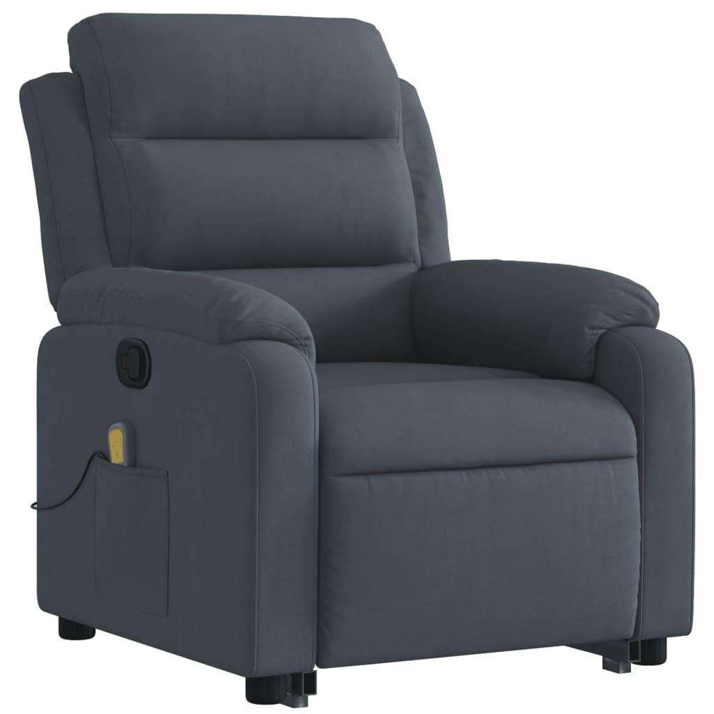 vidaXL Poltrona Alzapersona Reclinabile Grigio Scuro in Velluto
