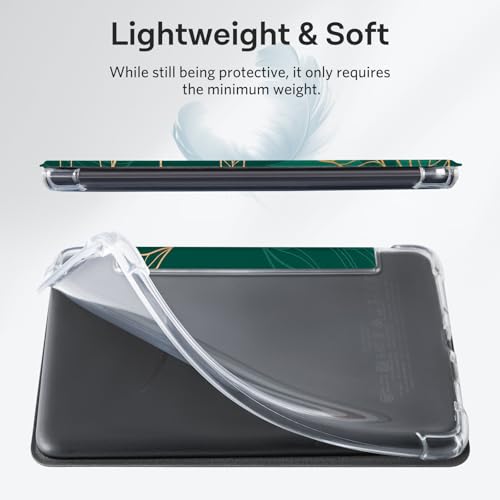 Image of CoBak Case for 6 inch Kindle 11th Gen (2024 and 2022 Release) - Ultra Slim Transparent Clear TPU Back Shell Protective Cover with Auto Wake /Sleep for Kindle 11th Generation 2024 Release, Green Pattern
