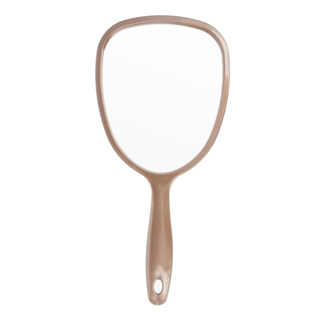 PARSA BEAUTY specchio ovale 14,5 x 11,5 cm (Champagne) – Specchietto con manico dal design ergonomico – Mirror pratico per capelli e cura del viso