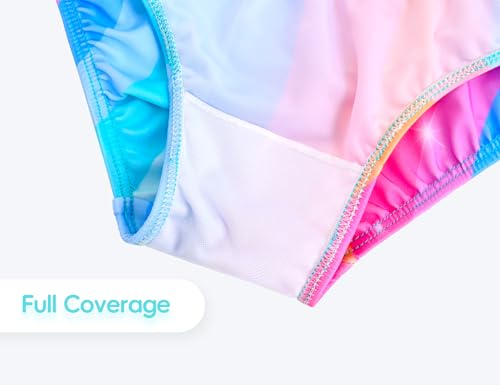Image of Girls Swimsuit Long Sleeve Rush Guard Bathing Suit Swimwear with Bikini Bottom Sun Protection