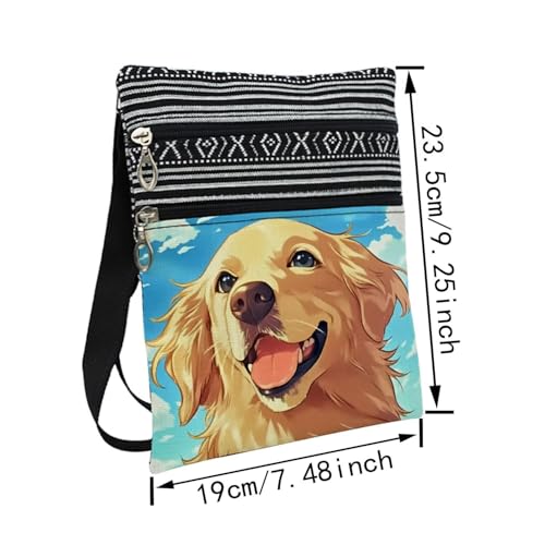 Golden Retriever Messenger Bag Small Ethnic Pattern Printed Adjustable Strap Crossbody Zipper Bag Golden Retriever Phone Bag Wallet Cute Shoulder Handbag for Women -32