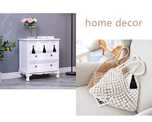 Bel Avenir Black Tassels Key Tassel With Loops Handmade Craft Charms Diy Accessories Elegant Soft Making Curtain Home Decoration (Black, 2 Pcs) #TOP3