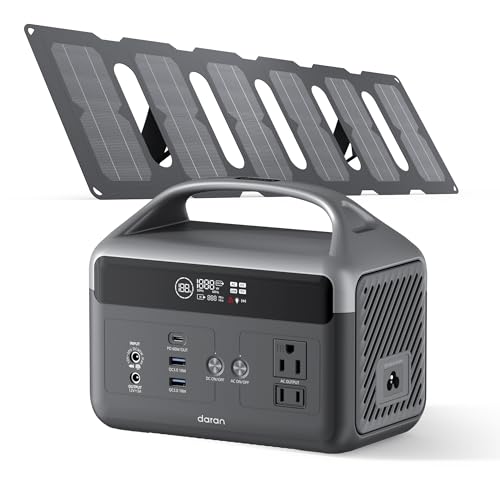 Image of DaranEner Portable Power Station with Foldable Solar Panels 40w, 300w Lifepo4 Battery 60W USB-C Pd, 192Wh Fast Recharge Home Backup Power Bank, Lightweight Solar Generator for Camping, Outdoor Travel