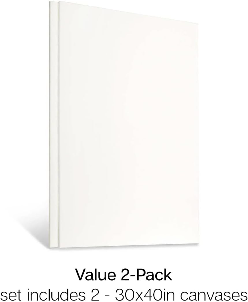 KINGART Large White 30" x 40" Stretched Artist Canvas, Pack of 2, Gesso Primed - 100% Cotton Rectangular Canvases, 5/8" Profile, Art Supplies for Oil and Acrylic Painting