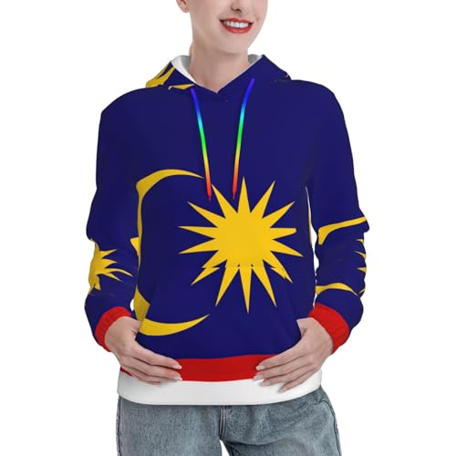 Sweat douillet drapeau Malaisie femme extensible et sa poche kangourou tendance