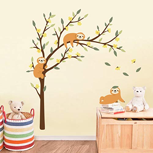 Decalmile Adesivi Murali Bradipo e Alberi Rami