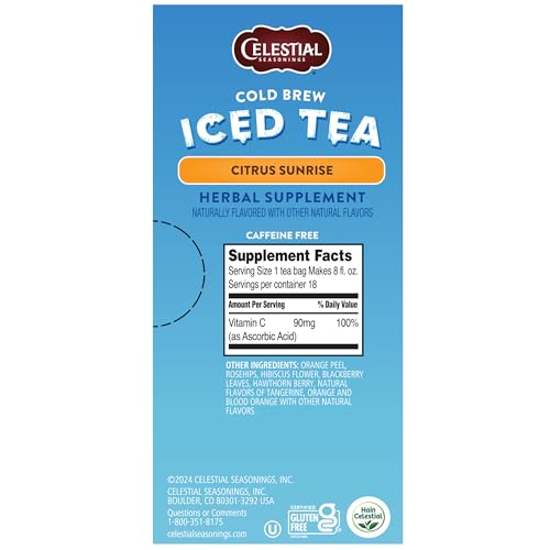 Image of Celestial Seasonings Cold Brew Citrus Sunrise Iced Tea 18 tea bags