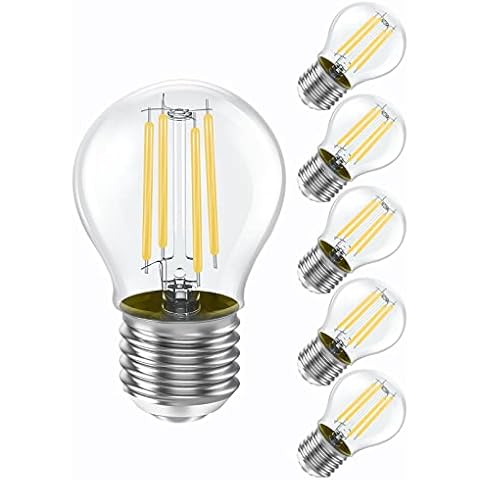 BIGHOUSElicht E27 Edison Screw Bulb 35W Equivalent, 4W 2700K Warm White SES Golf Ball LED Bulb, 400 Lumens, Non-Dimmable, G45 Vintage Filament Energy Saving LED Bulb, 6-Pack Cover
