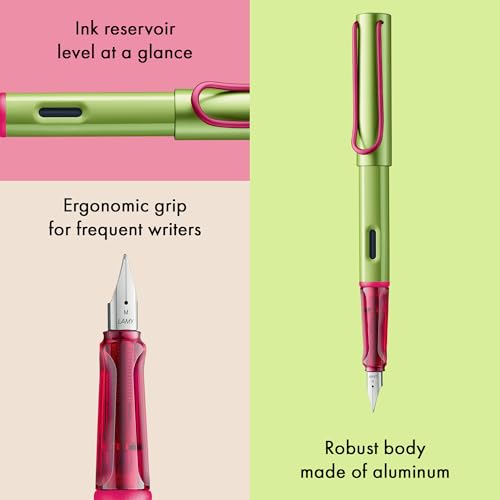 Image of LAMY AL-star disco - Fountain Pen with ergonomic grip & polished steel nib in size F - lightweight aluminum body - including LAMY T 10 blue cartridge - Right-Handed